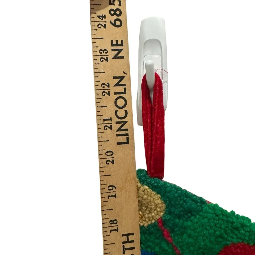 Christmas Stockings Lot‎ Of 2 Wool NeedlePunch Santa Claus & Teddy Bear Velvet